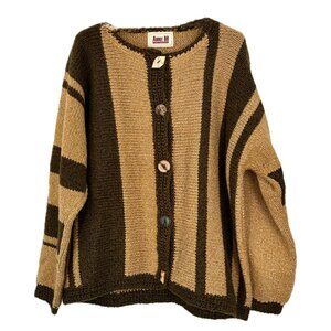 Annie M Knitwear On Trend Oversize Cardigan Sweater Earth Tone Stripes Size M EC
